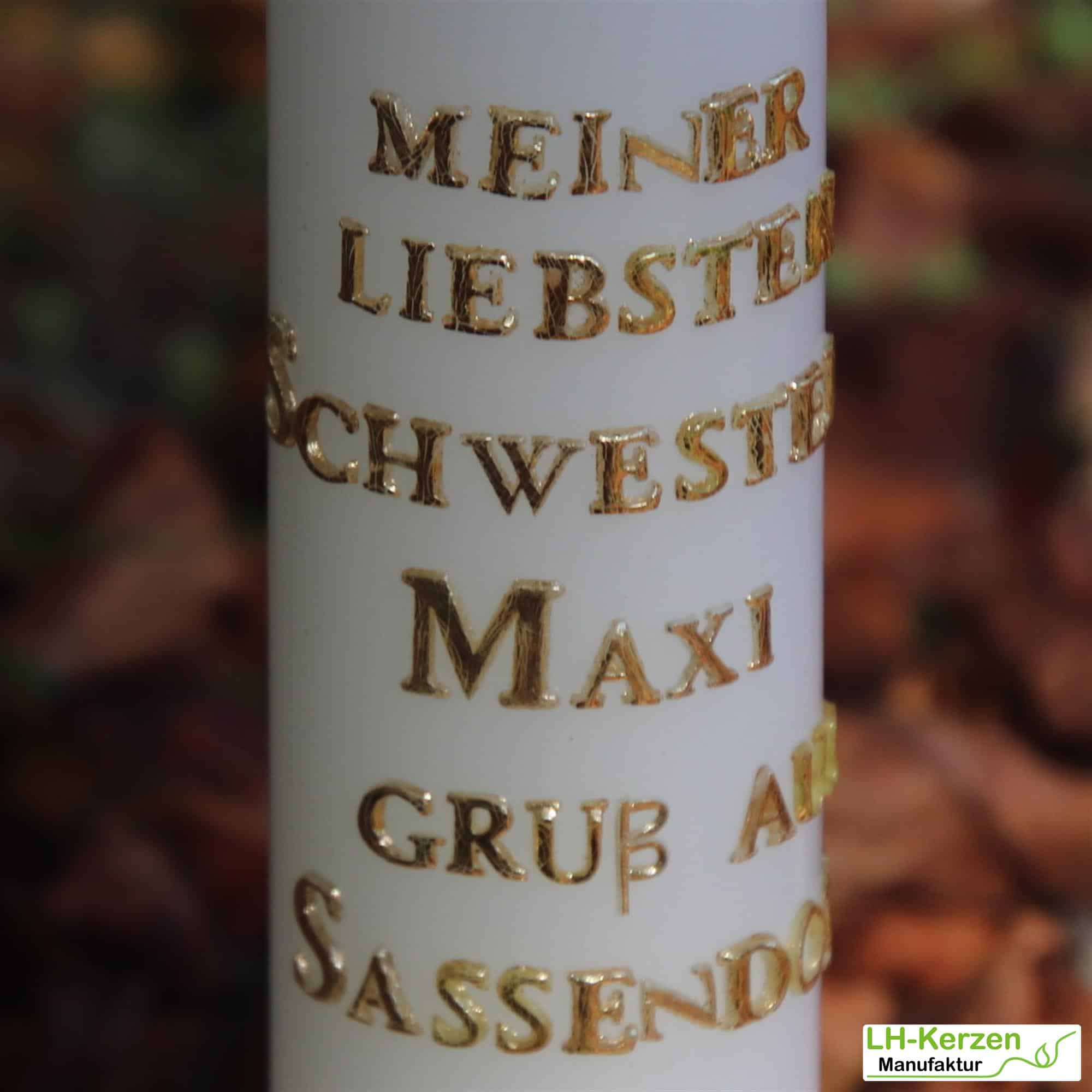 Kerzenbeschriftung Beschriftete Kerze